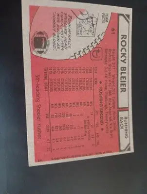 1980 Topps - Rocky Bleier #61. Pittsburgh Steelers. EX-NRMT - Football Card Single
