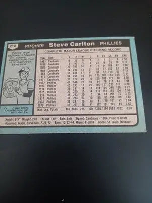 1980 Topps - Steve Carlton #210. Philadelphia Phillies. EX - Baseball Card Single