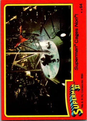 Vintage Superman II trading card with original gloss from Topps Superman collection featuring Superman Cages