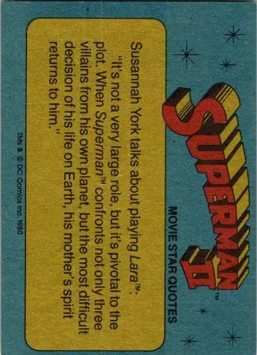 Original gloss of Topps Superman Superhero Card from 1980 Superman II movie series