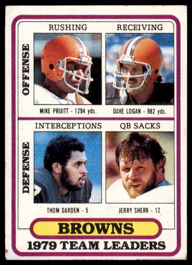 1980 Topps Team Leaders Mike Pruitt Jerry Sherk Thom Darden #376 Browns Football - Football Card Single