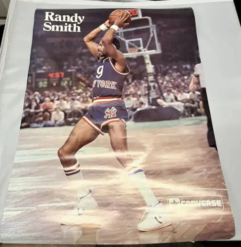 Randy Smith basketball poster featuring Knicks Converse advertising from 1981-82