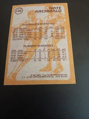 1981-82 Topps - Tiny Archibald #100E. Boston Celtics. EX - NRMT - Basketball Card Single