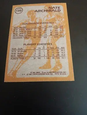 1981-82 Topps - Tiny Archibald #100E. Boston Celtics. EX - NRMT - Basketball Card Single