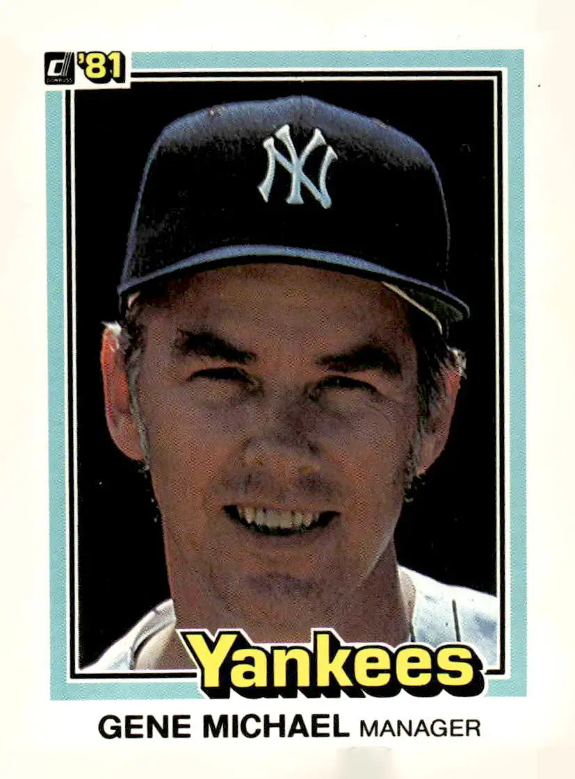 Vintage 1981 Topps Gene Michael baseball card featuring New York Yankees manager