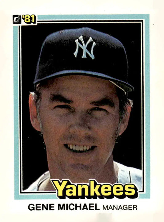 Vintage 1981 Topps Gene Michael baseball card featuring New York Yankees manager