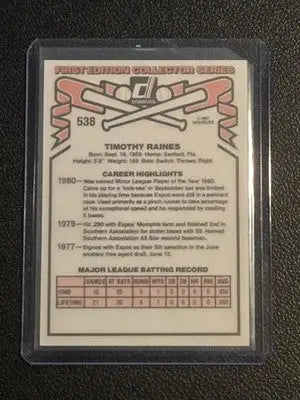 1981 Donruss #538 Tim Raines - Baseball Card Single