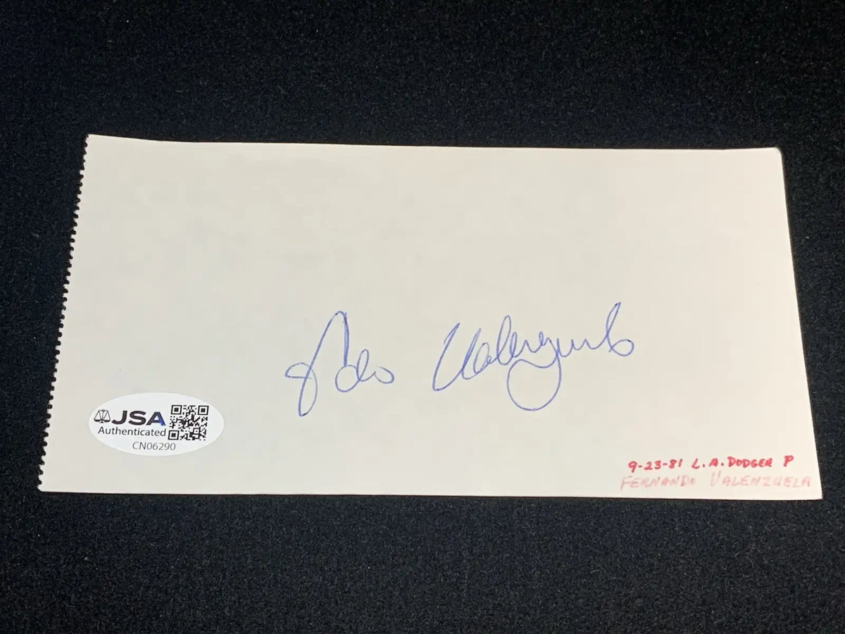1981 Fernando Valenzuela Signed Autographed 3x6 Cut Auto JSA Authentic Dodgers - Sports Memorabilia
