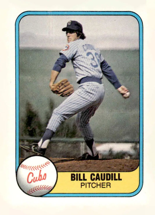 Vintage Chicago Cubs baseball card of pitcher Bill Caudill from 1981 Fleer #306