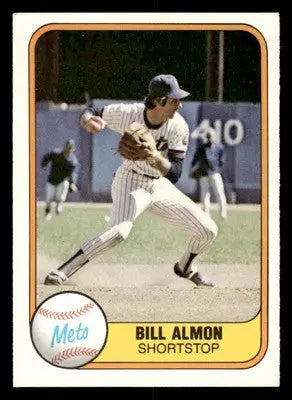 Vintage 1981 Fleer Bill Almon baseball card featuring York Mets shortstop