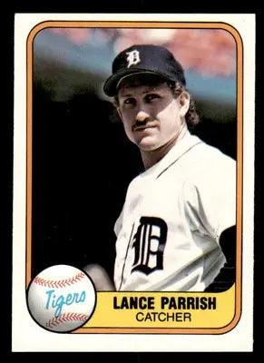 Vintage Lance Parrish baseball card from 1981 Fleer #467 featuring Detroit Tigers player