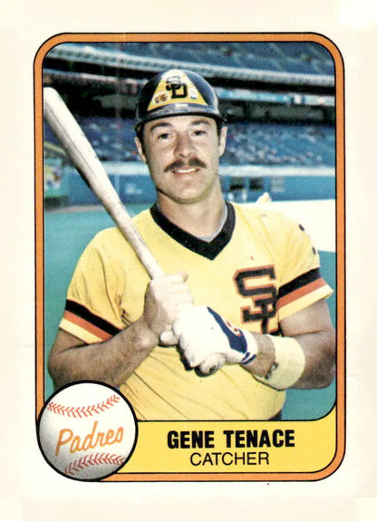 Vintage Gene Tenace baseball card featuring San Diego Padres from 1981 Fleer #489