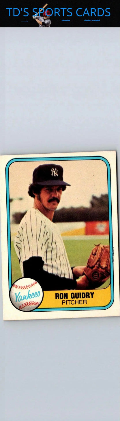 Ron Guidry baseball card from 1981 Fleer #88 in the Batting Team series