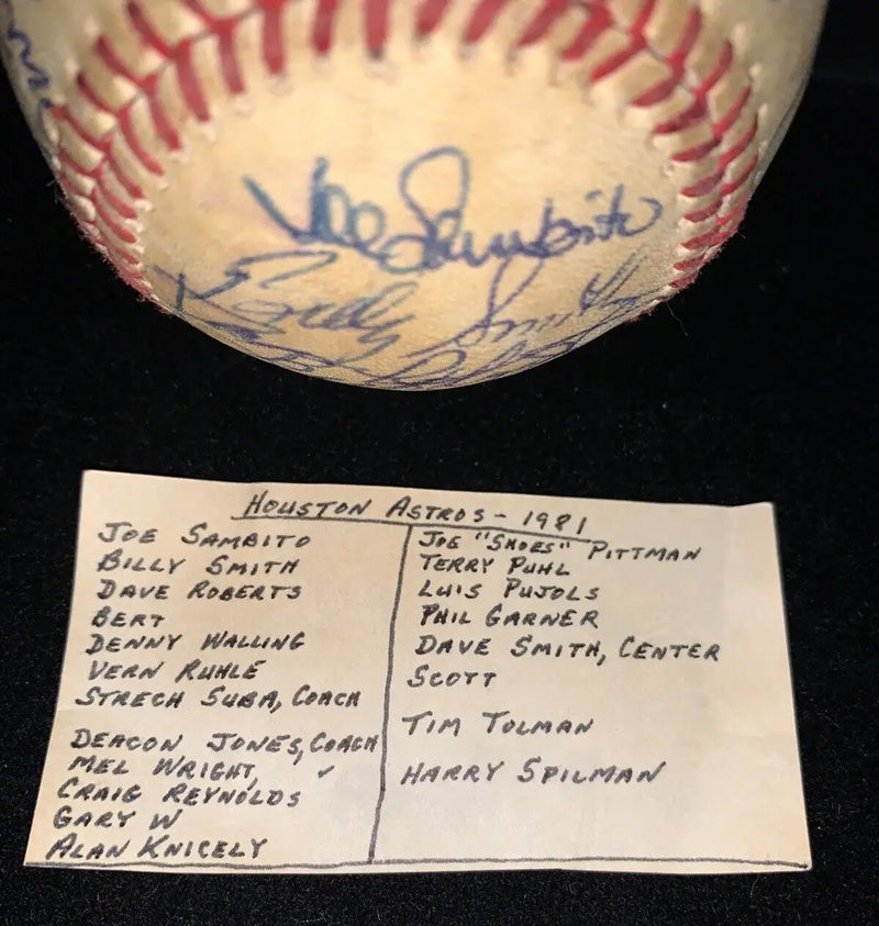 1981 Houston Astros Team Signed ONL Baseball Auto 24Sigs Dave Smith Puhl Scott - Sports Memorabilia