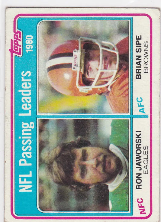 1981 Topps #1 Ron Jaworski Brian Sipe NFL Passing Leaders Eagles Browns - Trading Card