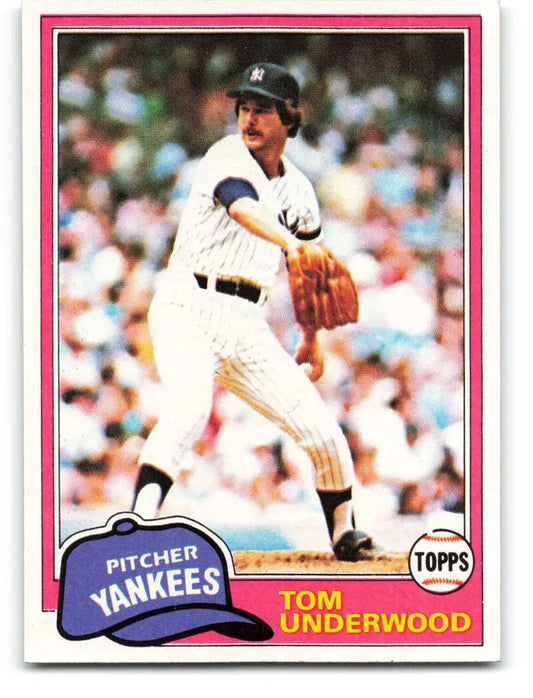 1981 Topps #114 Tom Underwood EX Excellent New York Yankees Baseball Card - Baseball Card Single