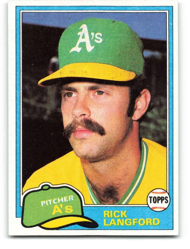 1981 Topps #154 Rick Langford EX Excellent Oakland Athletics Baseball Card - Baseball Card Single