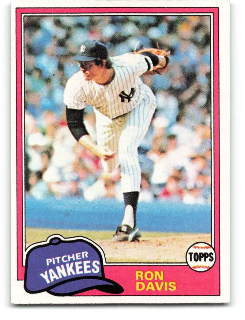 1981 Topps #16 Ron Davis EX Excellent New York Yankees Baseball Card - Baseball Card Single