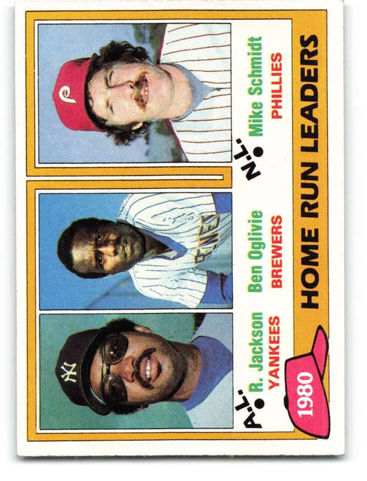1981 Topps #2 Reggie Jackson/Ben Oglivie/Mike Schmidt EX Excellent New York Yankees/Milwaukee Brewers/Philadelphia