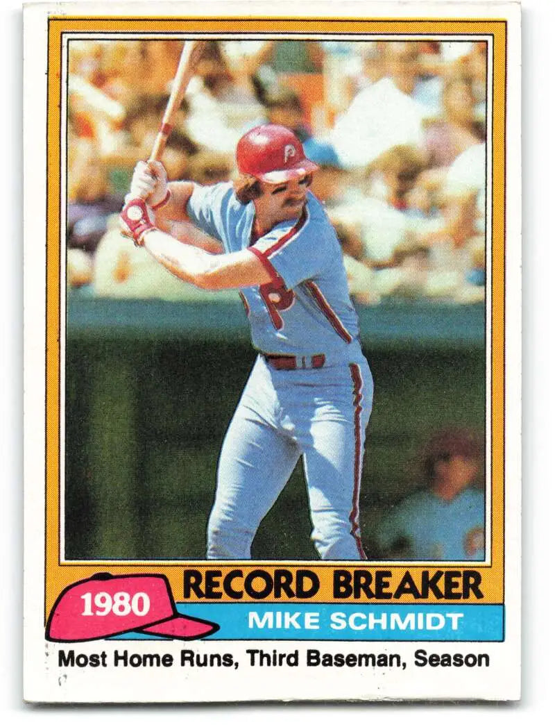 1981 Topps #206 Mike Schmidt EX Excellent Philadelphia Phillies Baseball Card - Baseball Card Single