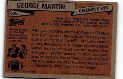 1981 Topps #225 George Martin - Football Card Single