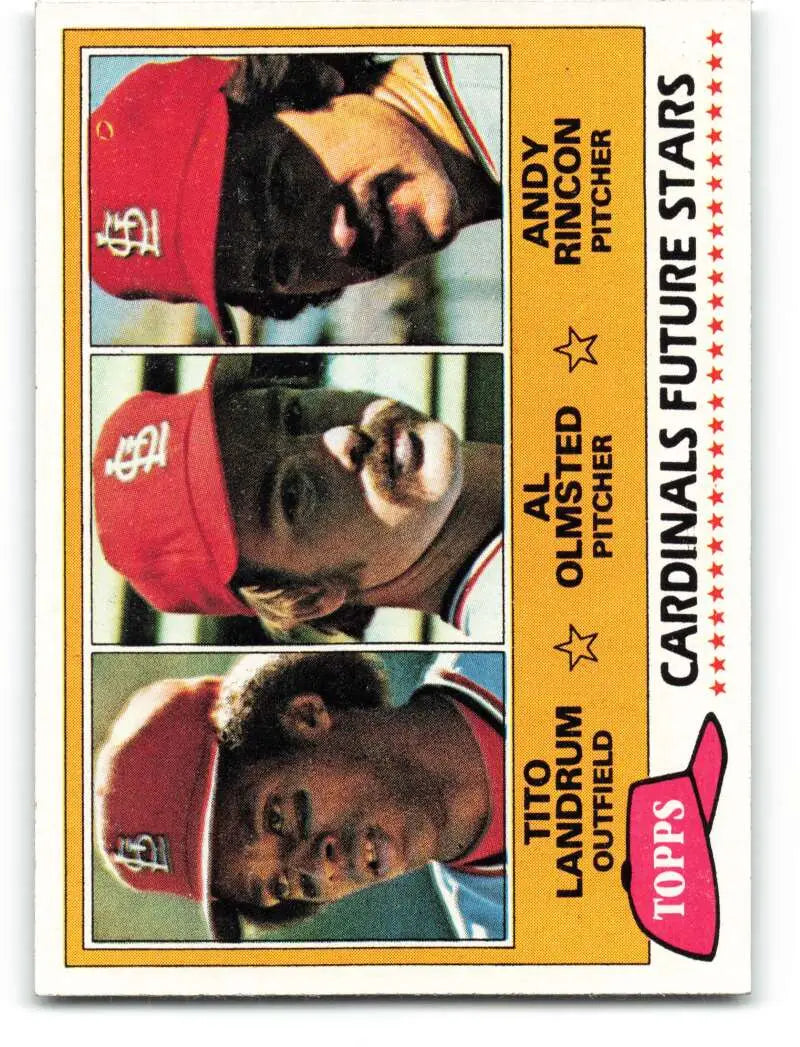 1981 Topps #244 Tito Landrum/Al Olmsted/Andy Rincon EX Excellent RC Rookie St. Louis Cardinals Baseball Card - Baseball