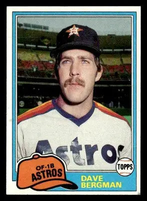 1980 Topps baseball card of Dave Bergman from the Houston Astros displayed in 1981 Topps #253
