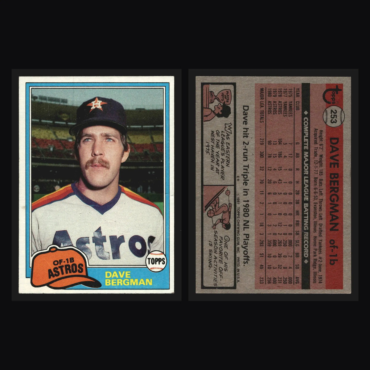 1981 Topps #253 Dave Bergman Houston Astros - Baseball Card Single