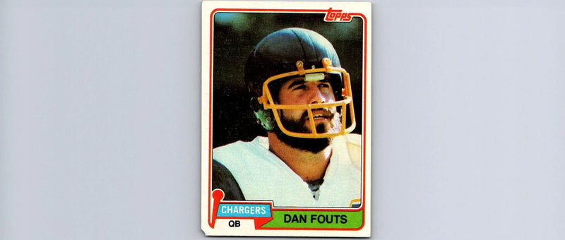 Dan Fouts 1981 Topps #265 trading card featuring the NFL legend’s iconic image