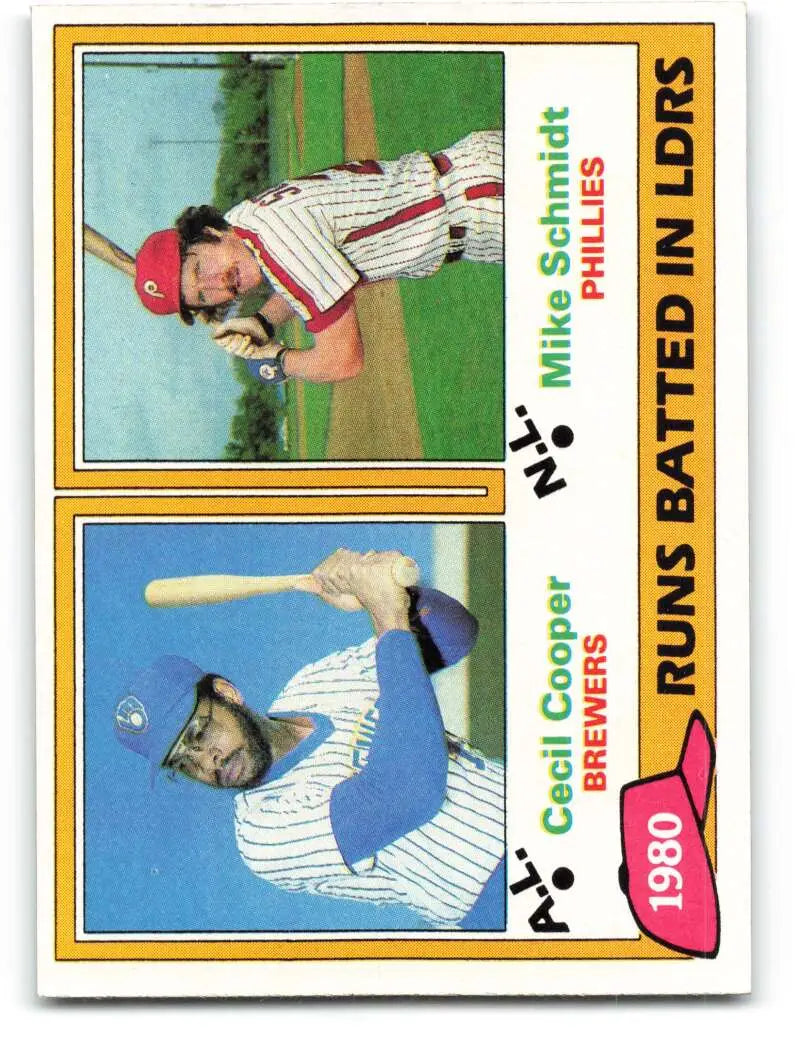 1981 Topps #3 Cecil Cooper/Mike Schmidt EX Excellent Milwaukee Brewers/Philadelphia Phillies Baseball Card - Baseball