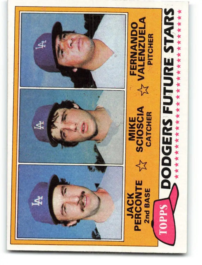 1981 Topps #302 Jack Perconte/Mike Scioscia/Fernando Valenzuela EX Excellent RC Rookie Los Angeles Dodgers Baseball Card
