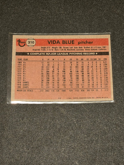 1981 Topps #310 Vida Blue - Trading Card