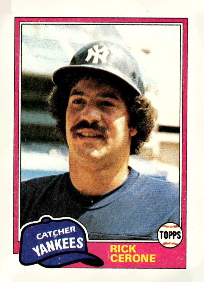 1980 Topps Rick Cerone baseball card displayed in 1981 Topps Cerone baseball card product