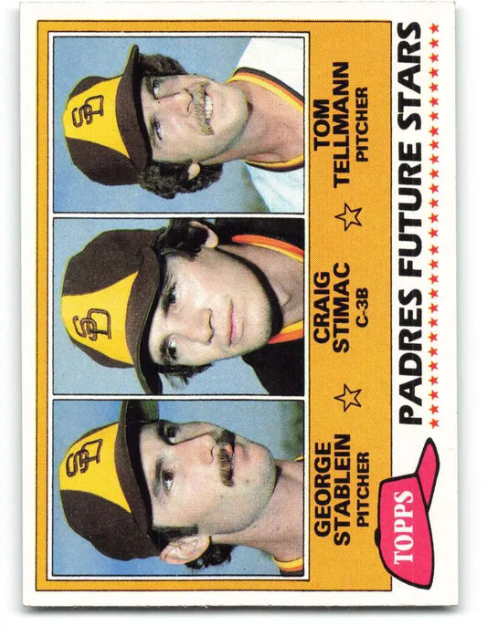 1981 Topps #356 George Stablein/Craig Stimac/Tom Tellmann EX Excellent RC Rookie San Diego Padres Baseball Card