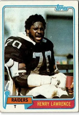 Henry Lawrence football card from 1981 Topps #382 featuring Oakland Raiders player