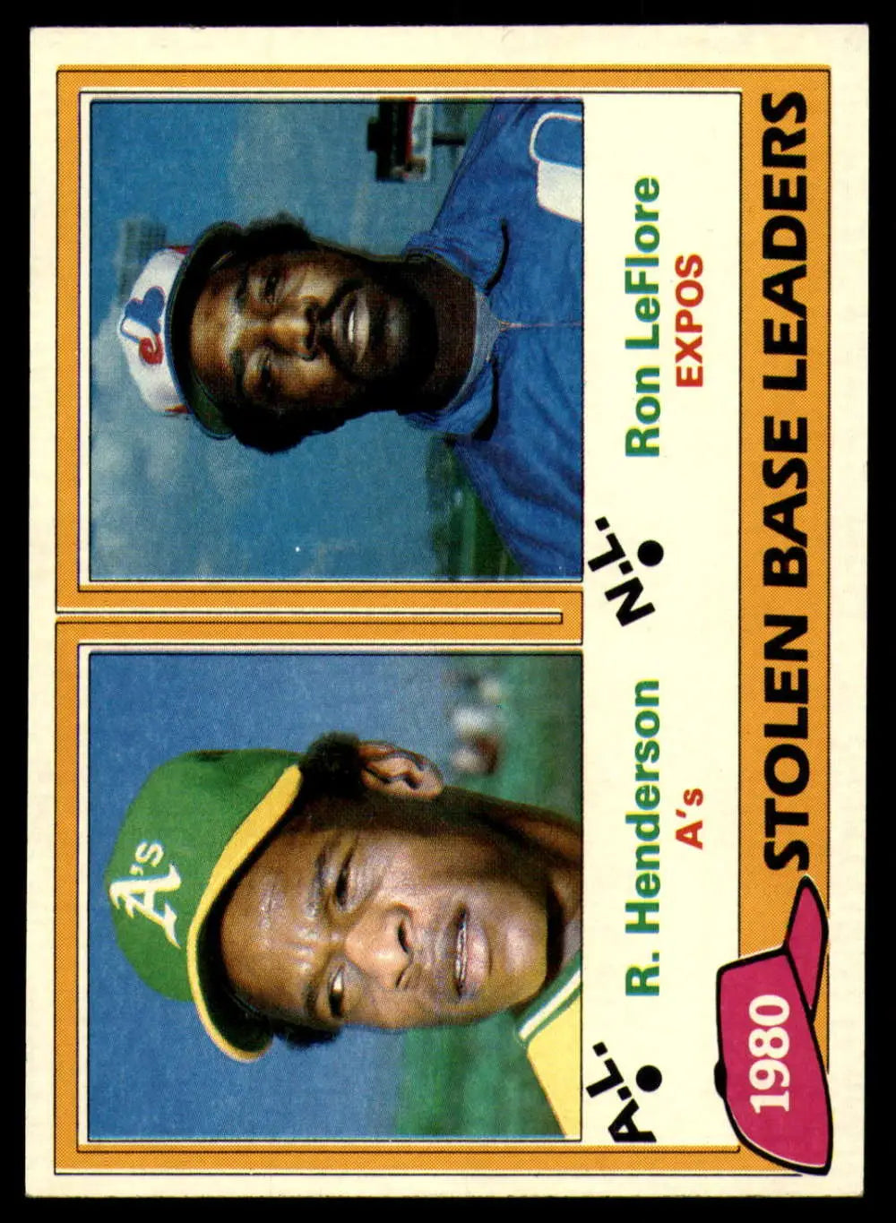 1981 Topps #4 Rickey Henderson/Ron LeFlore EX Excellent Oakland Athletics/Montreal Expos Baseball Card - Baseball Card
