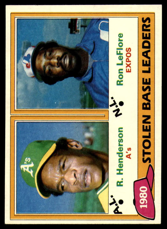 1981 Topps #4 Rickey Henderson/Ron LeFlore EX Excellent Oakland Athletics/Montreal Expos Baseball Card - Baseball Card