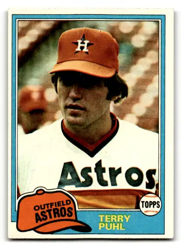 Vintage 1981 Topps Terry Puhl Astros trading card with original gloss from Simply Sandoval