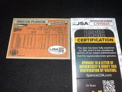 1981 Topps #413 Preston Pearson Dallas Cowboys Football Card Signed Auto JSA - Football Card Single
