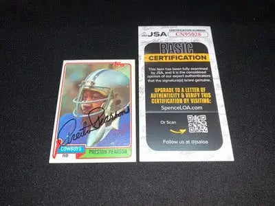 1981 Topps #413 Preston Pearson Dallas Cowboys Football Card Signed Auto JSA - Football Card Single