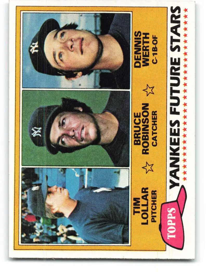 1981 Topps #424 Tim Lollar/Bruce Robinson/Dennis Werth EX Excellent RC Rookie New York Yankees Baseball Card - Baseball