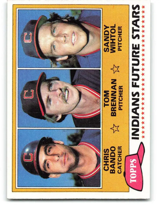 1981 Topps #451 Chris Bando/Tom Brennan/Sandy Wihtol EX Excellent RC Rookie Cleveland Indians Baseball Card - Baseball