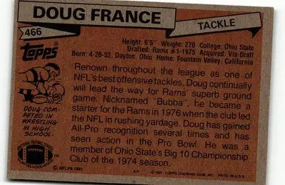 1981 Topps #466 Doug France - Football Card Single