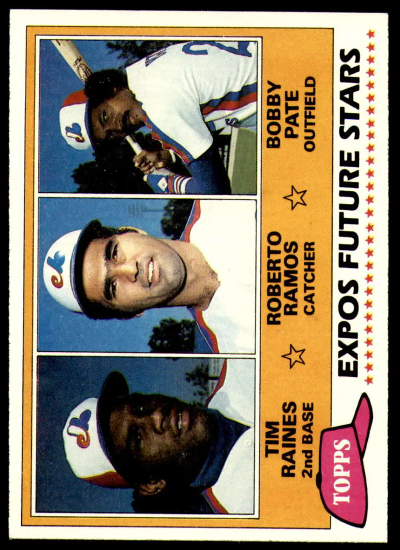 1981 Topps #479 /Tim Raines/Roberto Ramos/Bob Pate EX Excellent RC Rookie Montreal Expos Baseball Card - Baseball Card