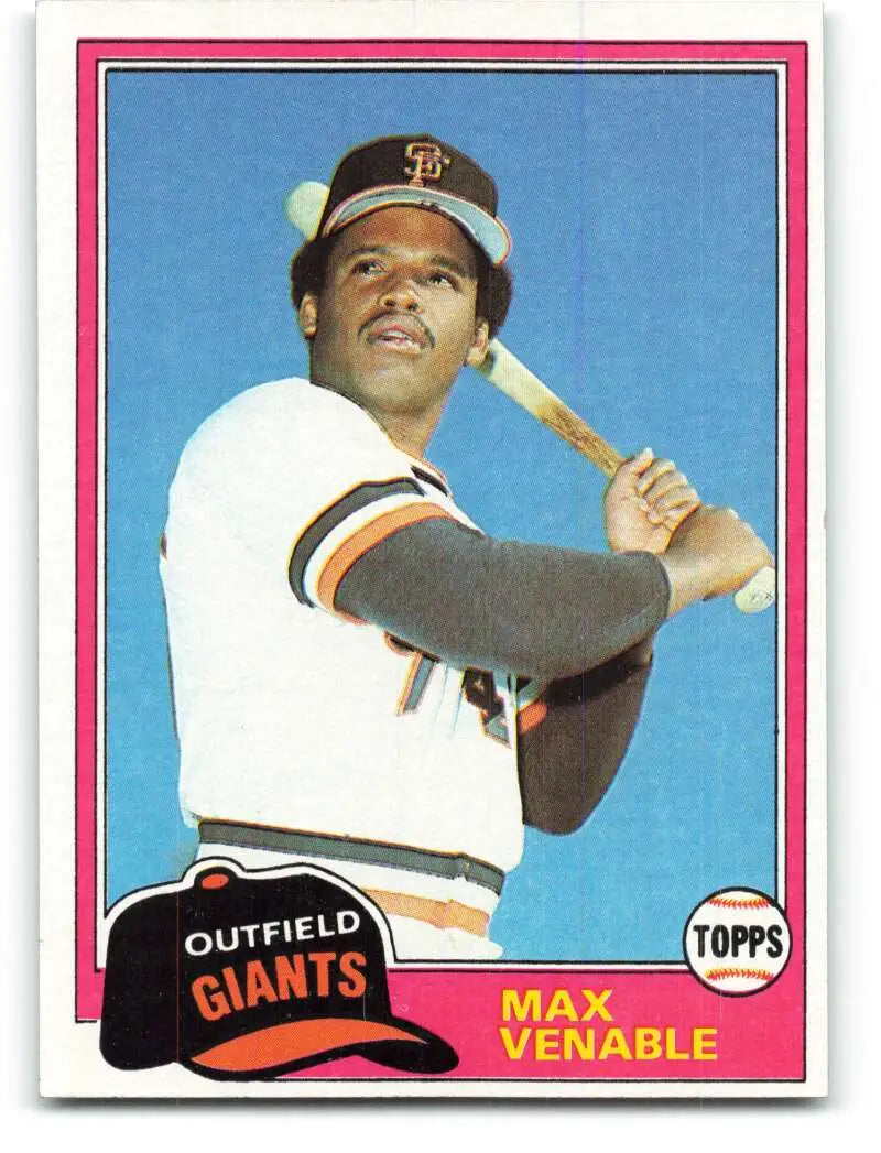 1981 Topps #484 Max Venable EX Excellent RC Rookie San Francisco Giants Baseball Card - Baseball Card Single