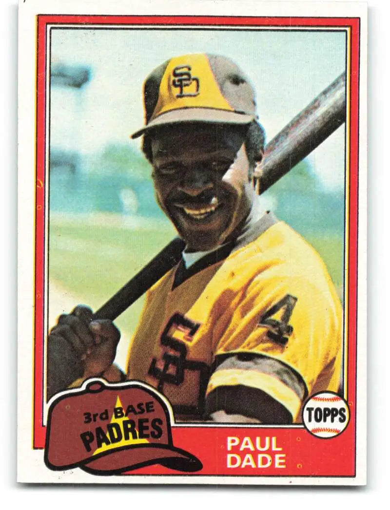1981 Topps #496 Paul Dade EX Excellent San Diego Padres Baseball Card - Baseball Card Single