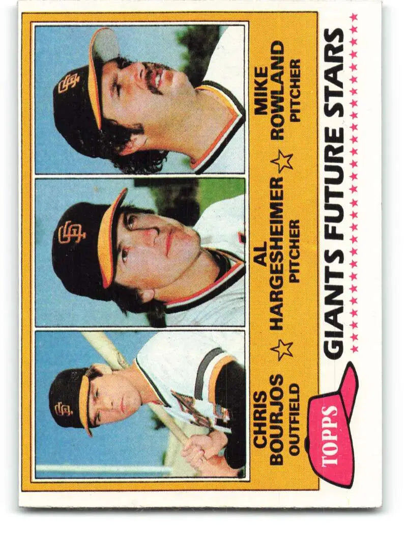 1981 Topps #502 Chris Bourjos/Alan Hargesheimer/Mike Rowland EX Excellent RC Rookie San Francisco Giants Baseball Card
