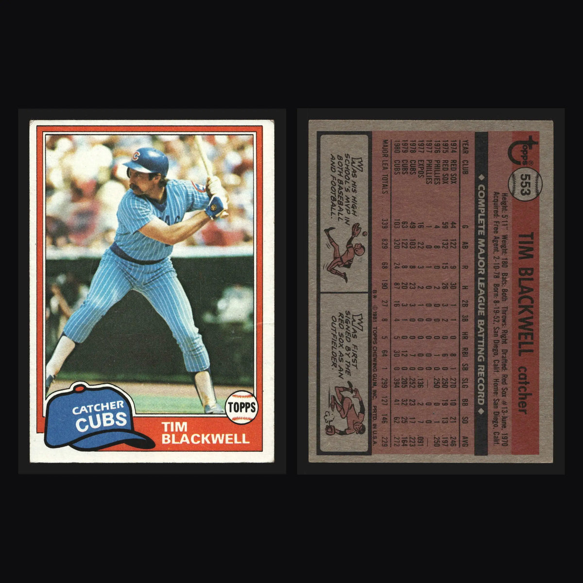1981 Topps #553 Tim Blackwell Chicago Cubs - Baseball Card Single