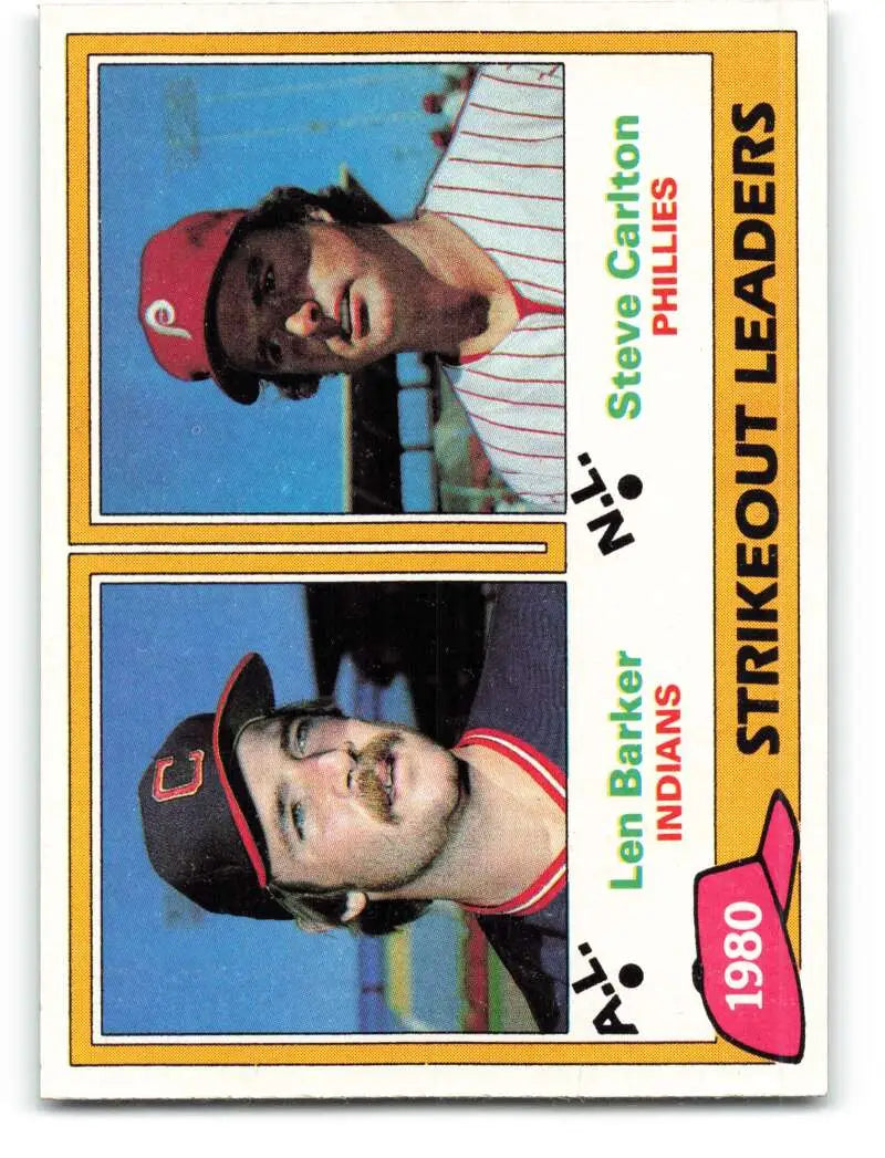 1981 Topps #6 Len Barker/Steve Carlton EX Excellent Cleveland Indians/Philadelphia Phillies Baseball Card - Baseball