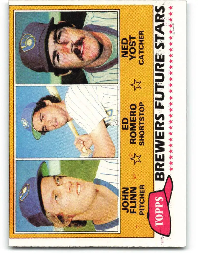 1981 Topps #659 John Flinn/Ed Romero/Ned Yost EX Excellent Milwaukee Brewers Baseball Card - Baseball Card Single
